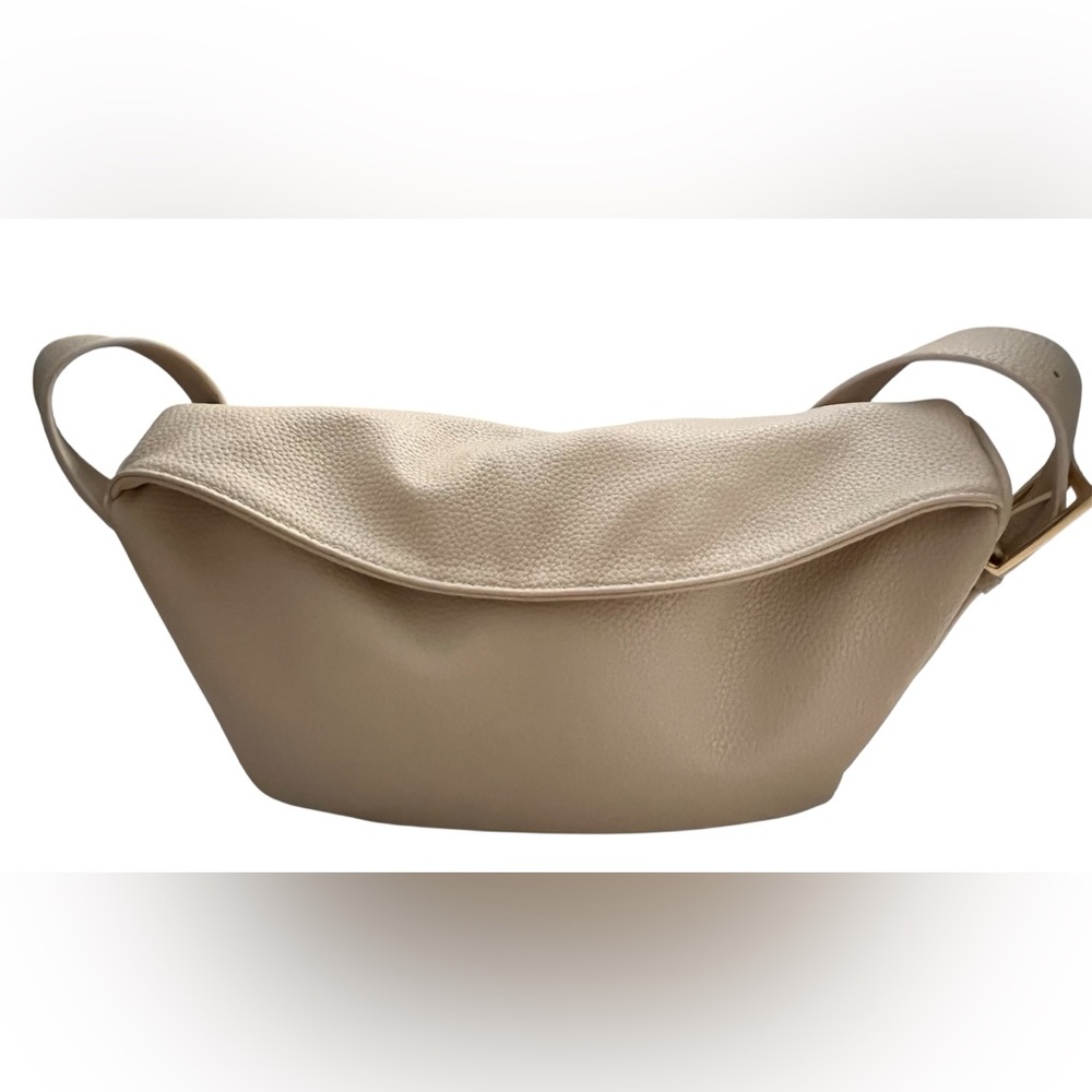 Minimalist Cream Crossbody Slouchy Dumpling Shoulder Bag - Unbranded